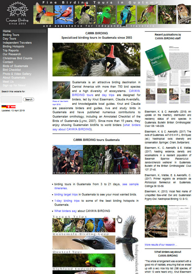 CAYAYA BIRDING website